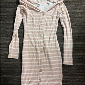 Striped Pink Button-Up Dress